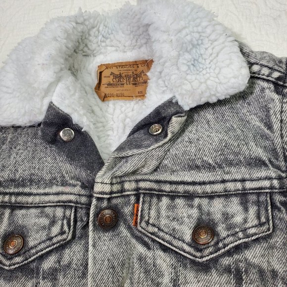 Vintage Levi's Black/Grey Acid Wash Sherpa Jacket 3t - Picture 2 of 11